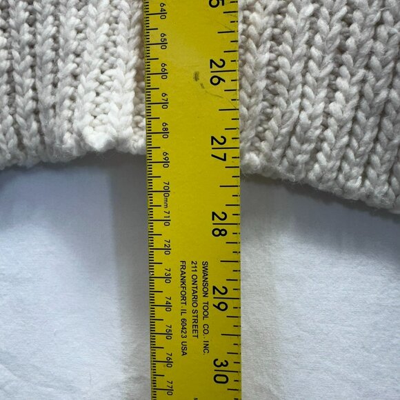 H&M Sweater Vest Womens S Cream Turtleneck Chunky Oversized Preppy Fisherman - Picture 7 of 8